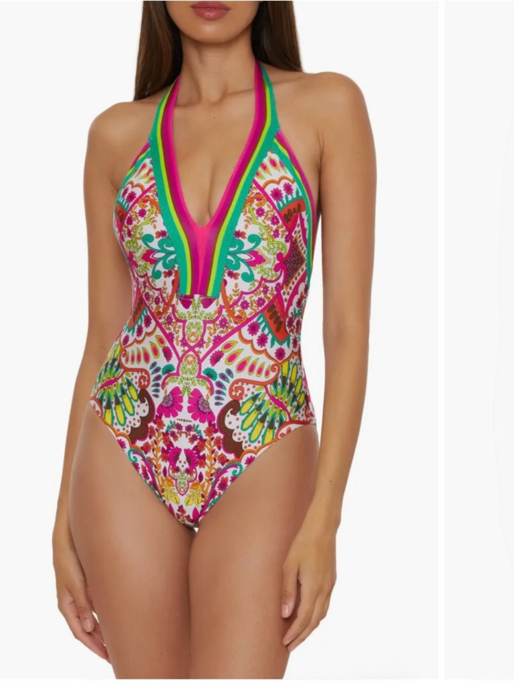TRINA TURK Plunge One-Piece Swimsuit
Vibrant Multicolor Halter One-Piece SIZE 6
